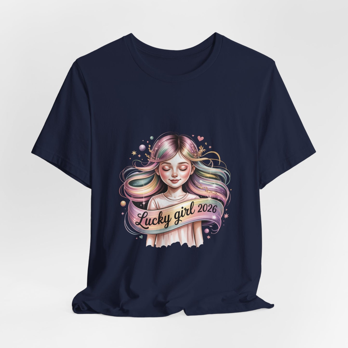 Lucky Girl 2026 mantra tee | Manifest Luck, angel number shirt