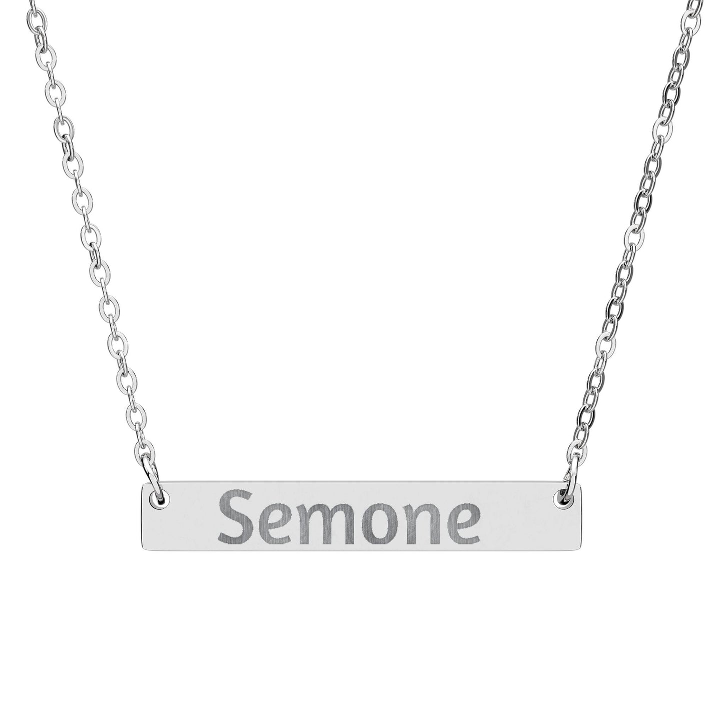 Personalized Horizontal Bar Necklace with Engraving – Custom Name Jewelry