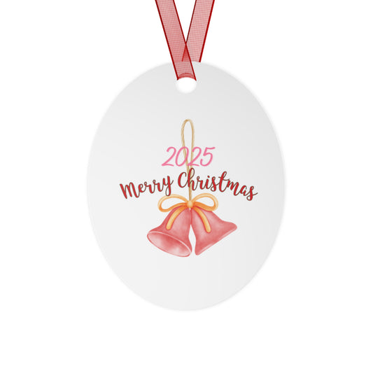 2025 Merry Christmas Bell Ornament — Snowman & Holiday Scene Metal Ornament