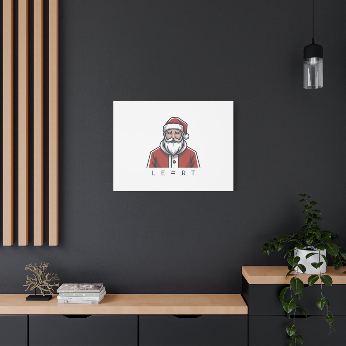 Minimal Santa Canvas, Modern Santa Graphic | Geometric Christmas Wall Art