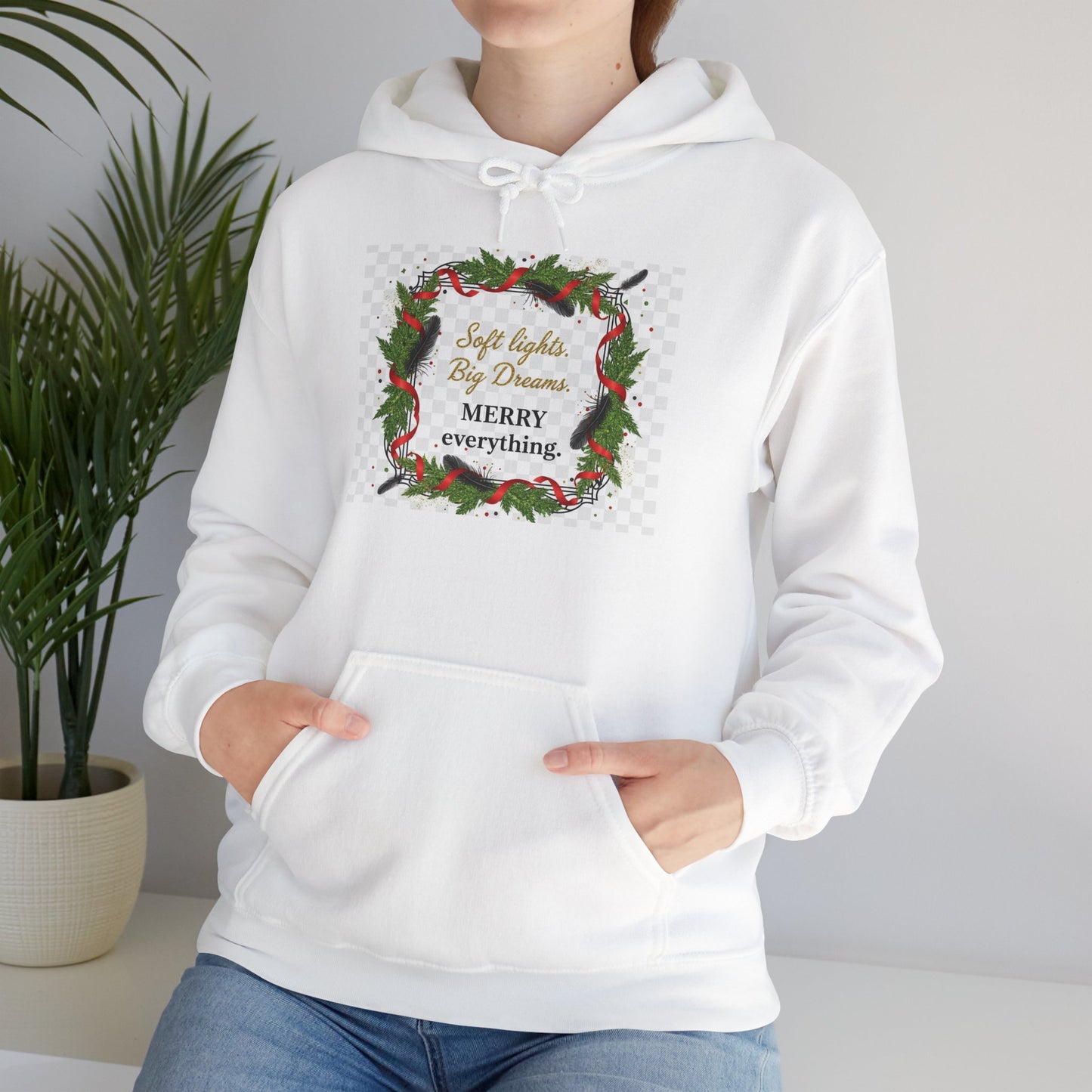 Christmas Wreath Hoodie - 'Merry Everything' Holiday Sweatshirt