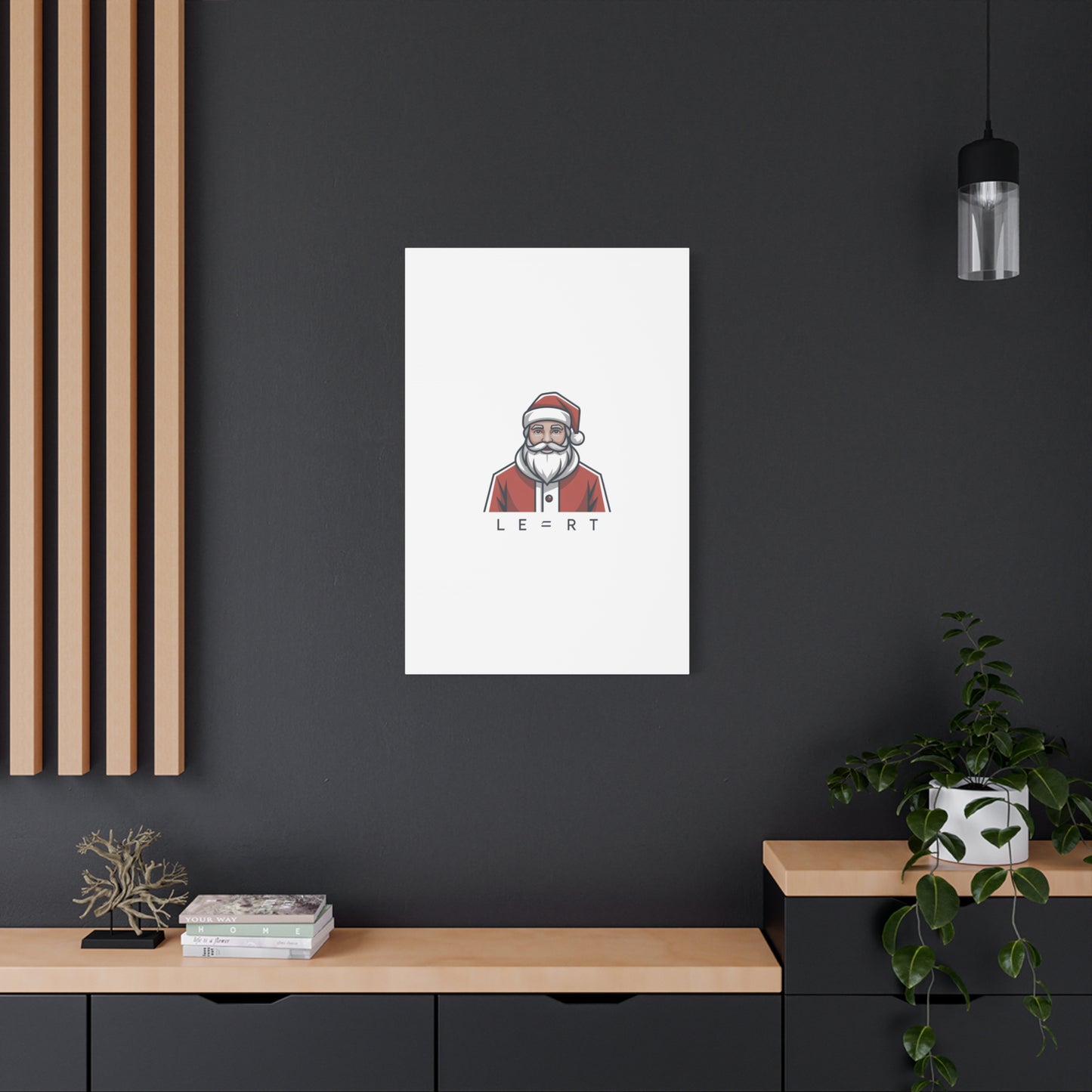Minimal Santa Canvas, Modern Santa Graphic | Geometric Christmas Wall Art