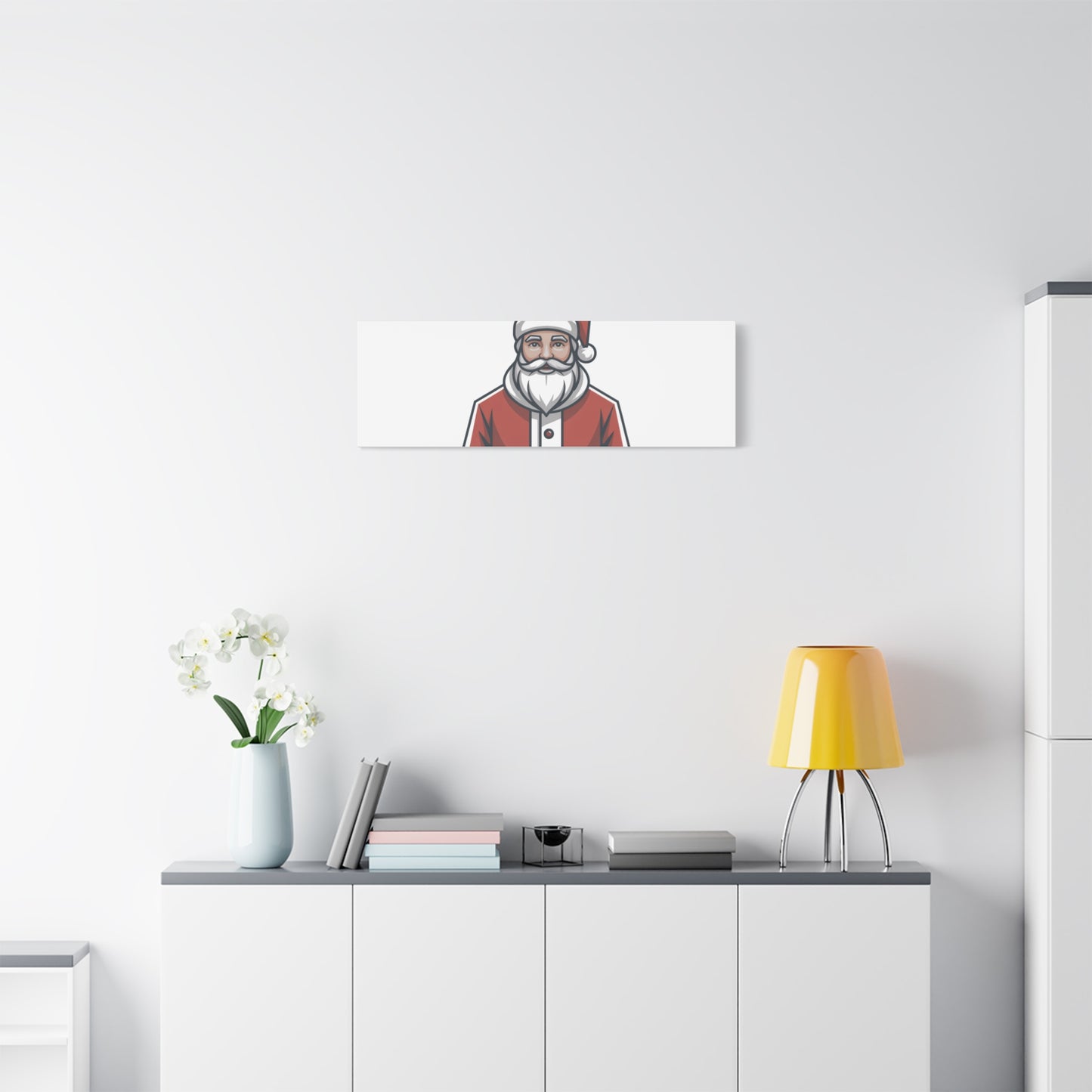 Minimal Santa Canvas, Modern Santa Graphic | Geometric Christmas Wall Art