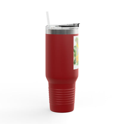 Jamaica Crest 40oz Insulated Travel Mug – Stainless Tumbler with Straw