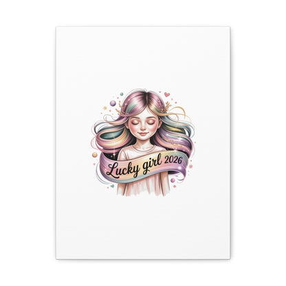 Lucky Girl 2026 Canvas Print | manifest luck, lucky charms