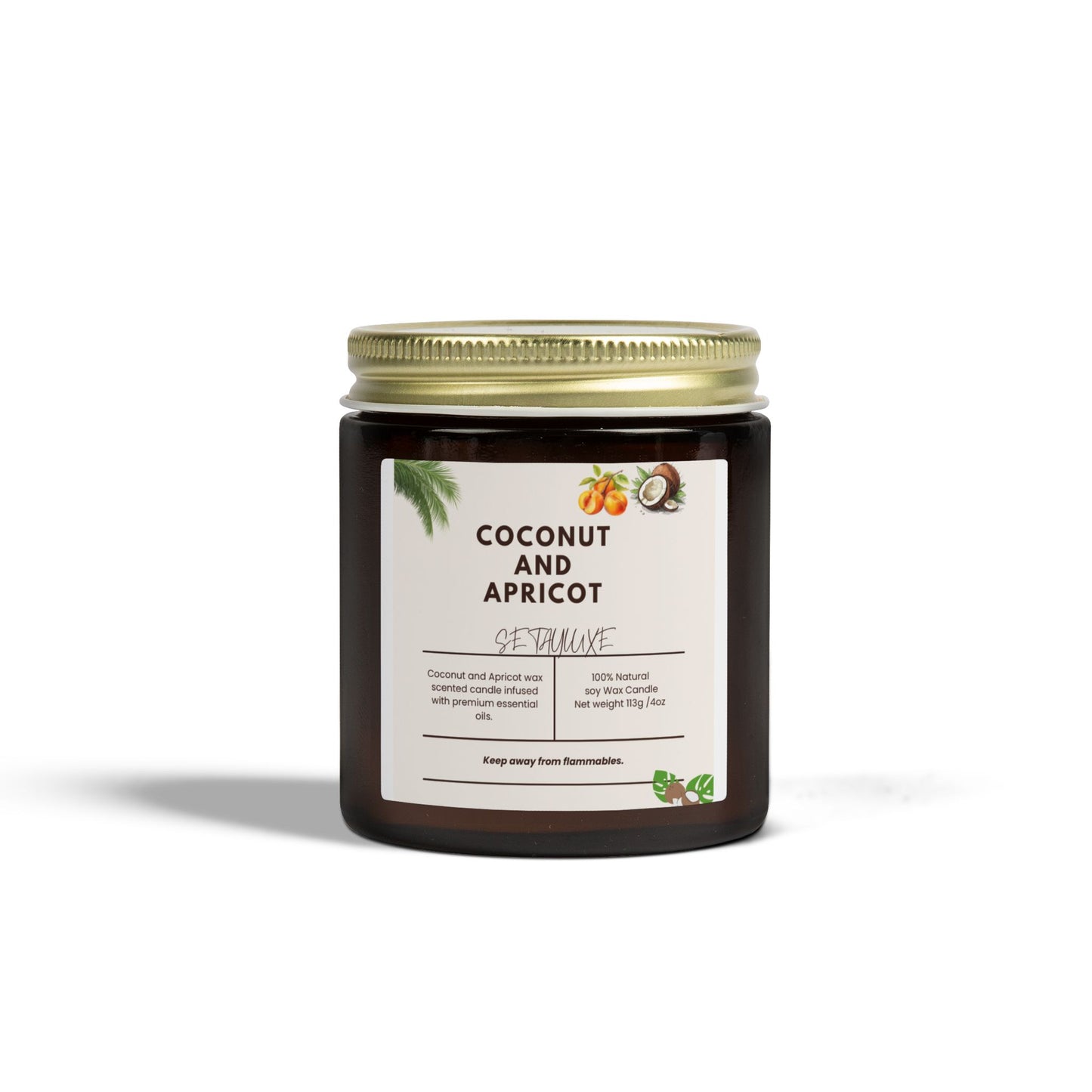Coconut & Apricot Scented Candle — Tropical Fruity Soy Wax Jar (4oz / 9oz)