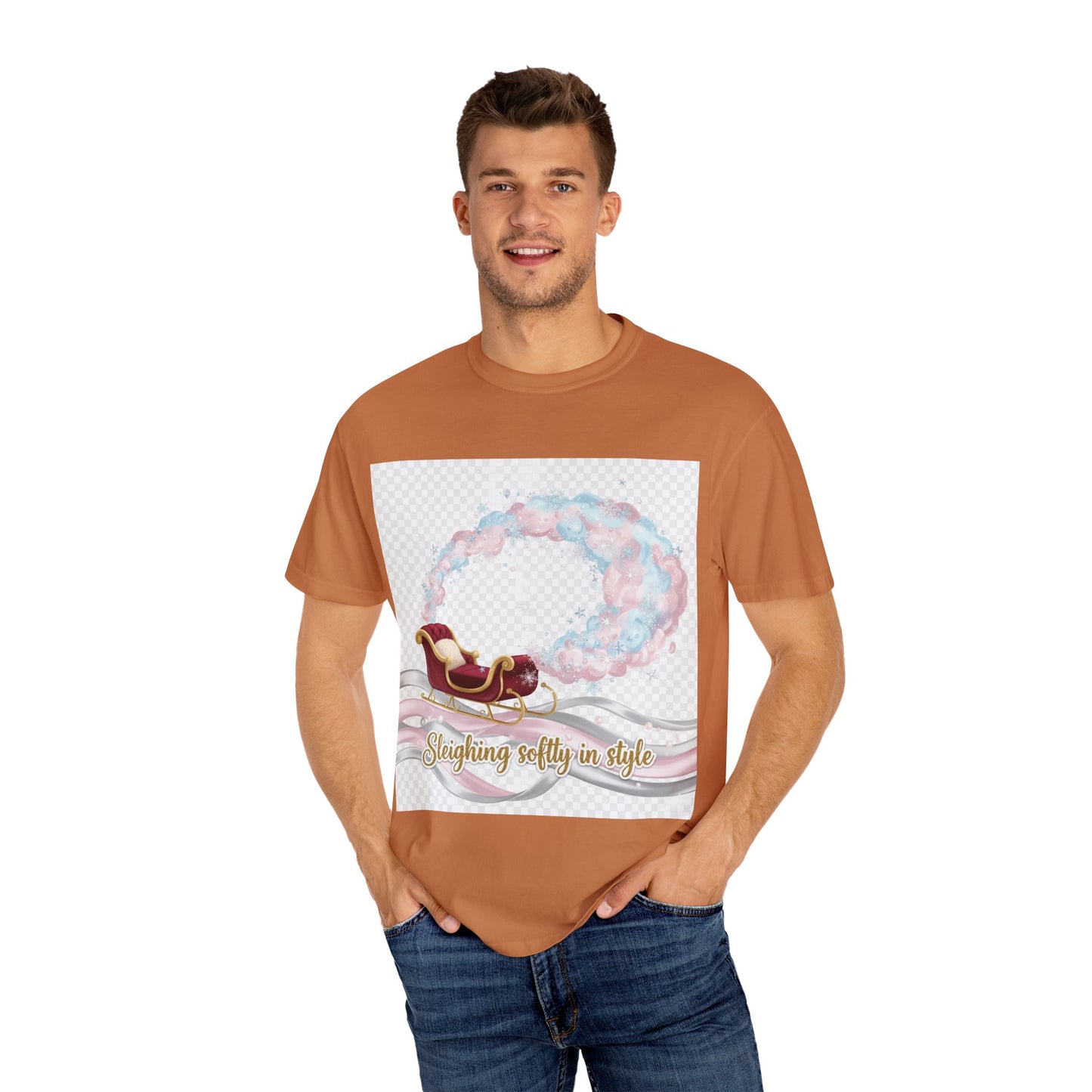 Sleighing Softly in Style T-Shirt — Festive Sleigh Graphic Holiday Tee