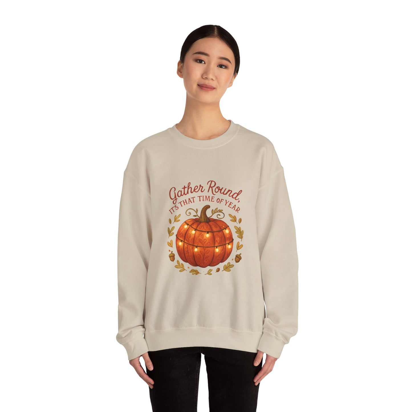Autumn Pumpkin Crewneck Sweatshirt — "Gather Round, 'Tis That Time of Year"