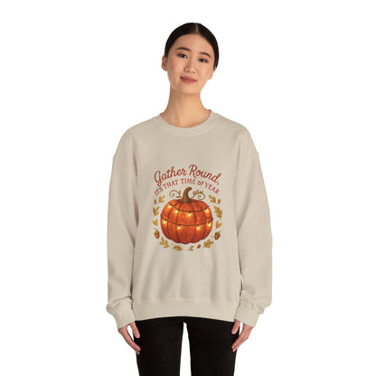 Autumn Pumpkin Crewneck Sweatshirt — "Gather Round, 'Tis That Time of Year"