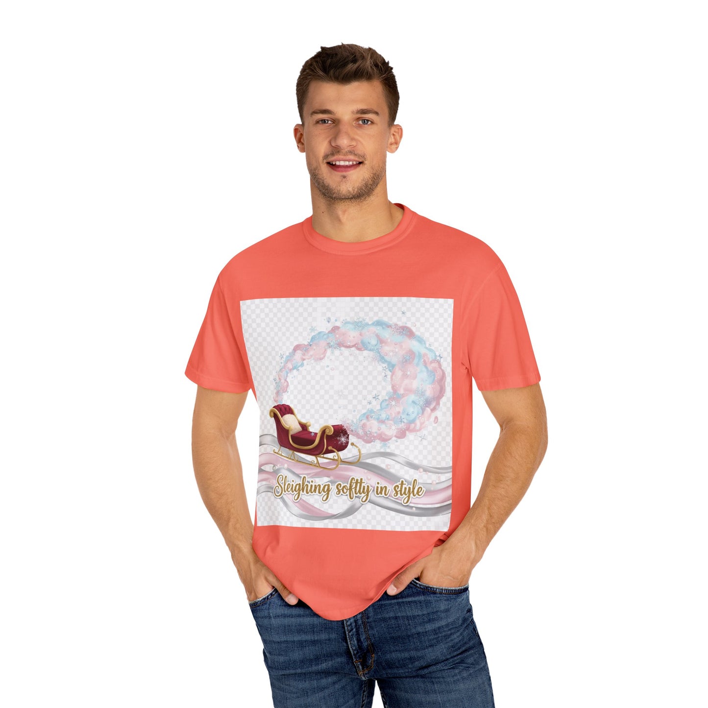 Sleighing Softly in Style T-Shirt — Festive Sleigh Graphic Holiday Tee