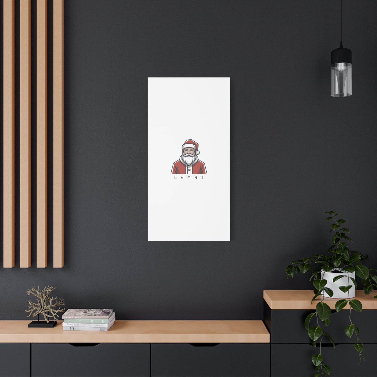 Minimal Santa Canvas, Modern Santa Graphic | Geometric Christmas Wall Art