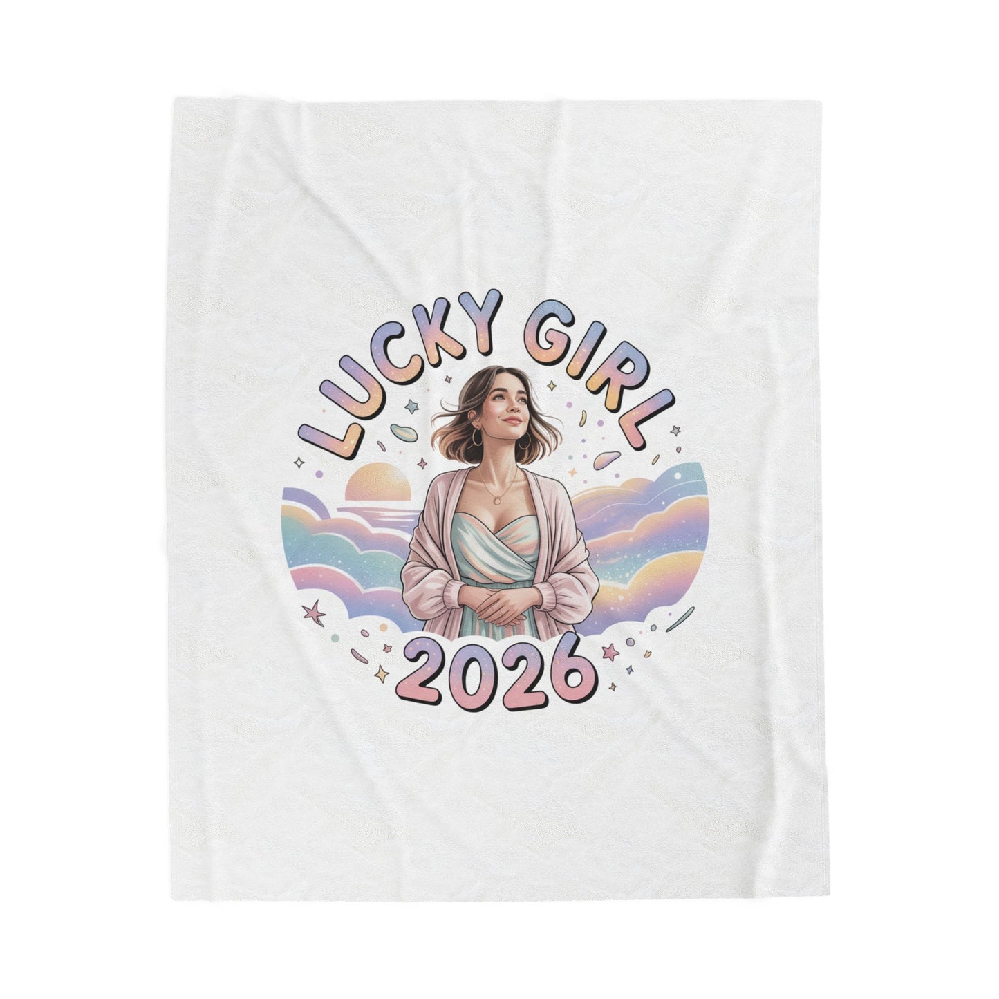 Lucky Girl 2026 Manifest Luck Velveteen Blanket | 2026 lucky charms