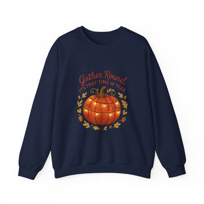 Autumn Pumpkin Crewneck Sweatshirt — "Gather Round, 'Tis That Time of Year"