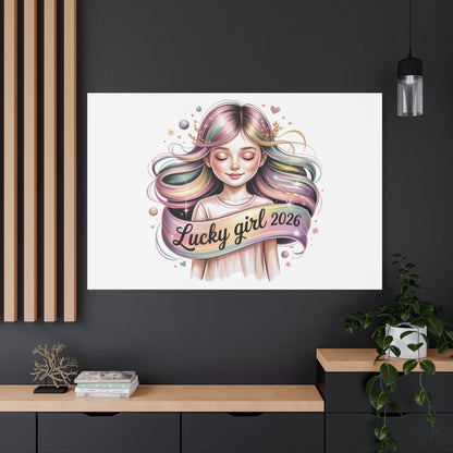 Lucky Girl 2026 Canvas Print | manifest luck, lucky charms