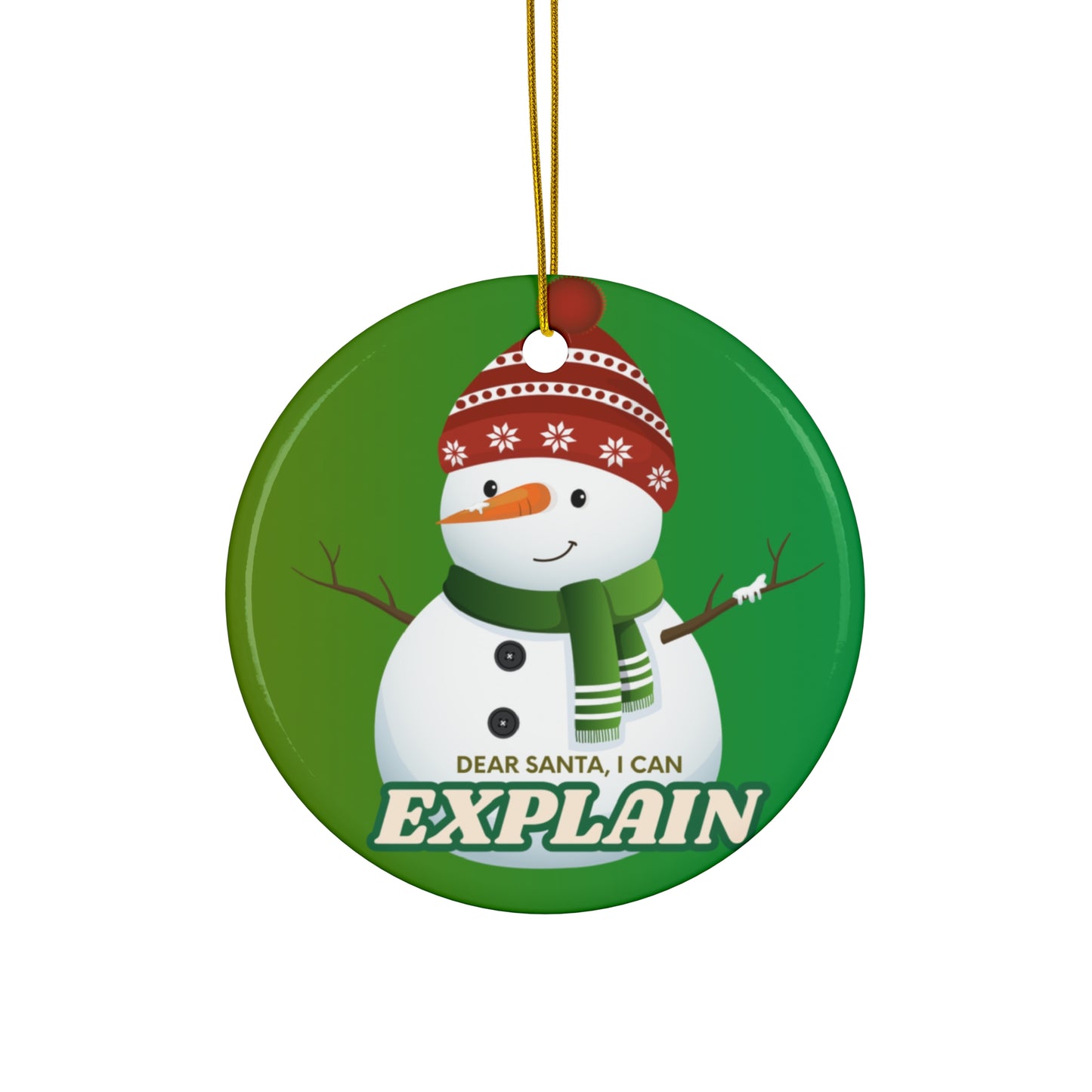 Star Ceramic Ornament – “Dear Santa, I Can Explain” Snowman Christmas Decoration