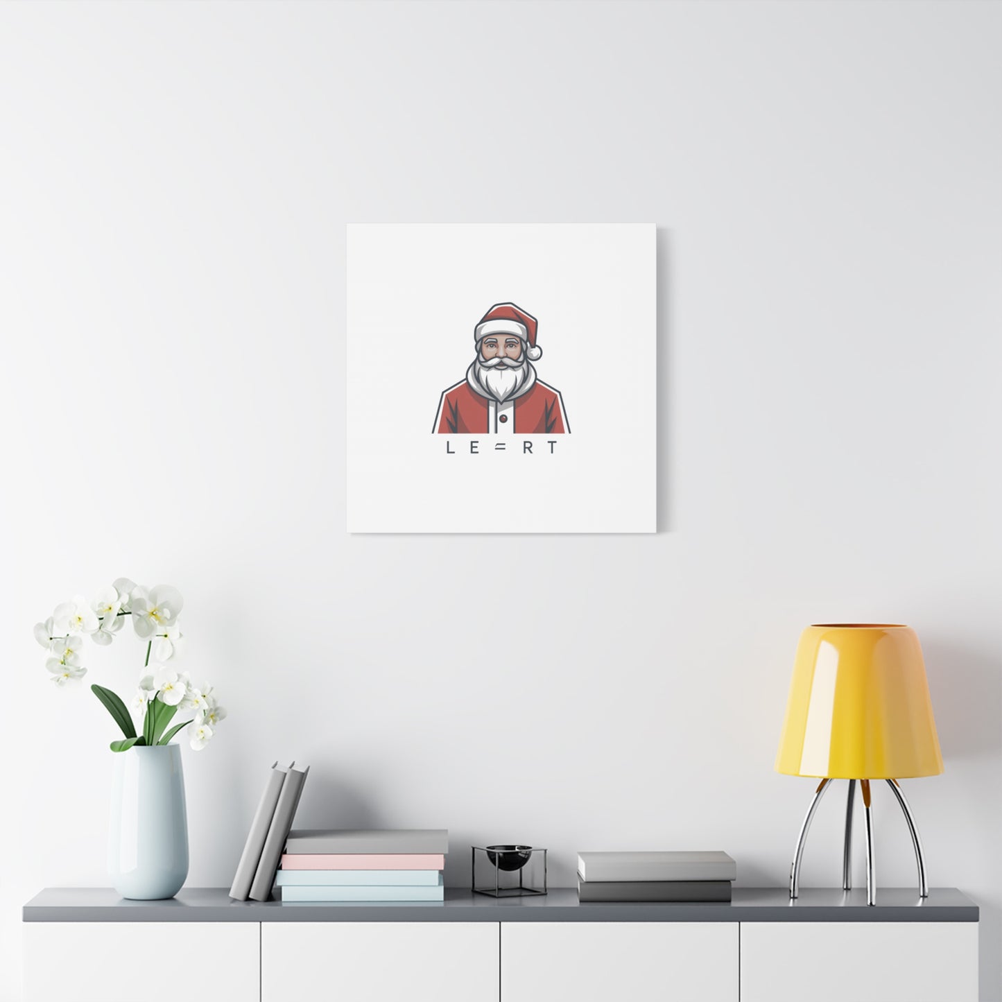 Minimal Santa Canvas, Modern Santa Graphic | Geometric Christmas Wall Art