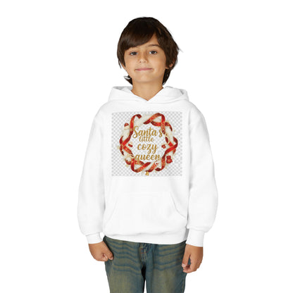 Youth Hoodie - "Santa's Little Cozy Queen" Christmas Wreath Design