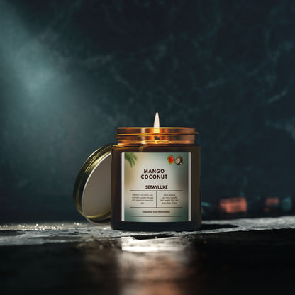 Mango Coconut Scented Candle — Coconut Apricot Wax (4oz or 9oz)