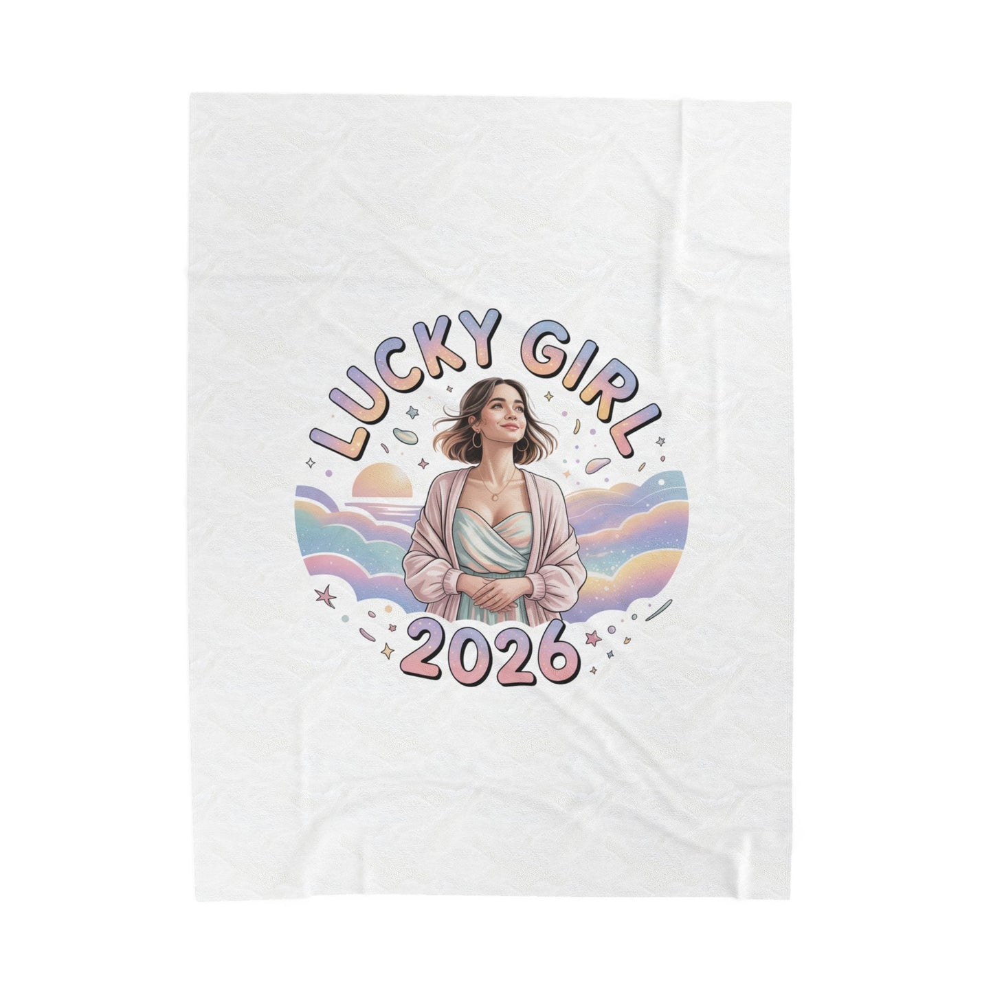 Lucky Girl 2026 Manifest Luck Velveteen Blanket | 2026 lucky charms