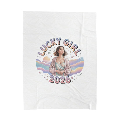 Lucky Girl 2026 Manifest Luck Velveteen Blanket | 2026 lucky charms