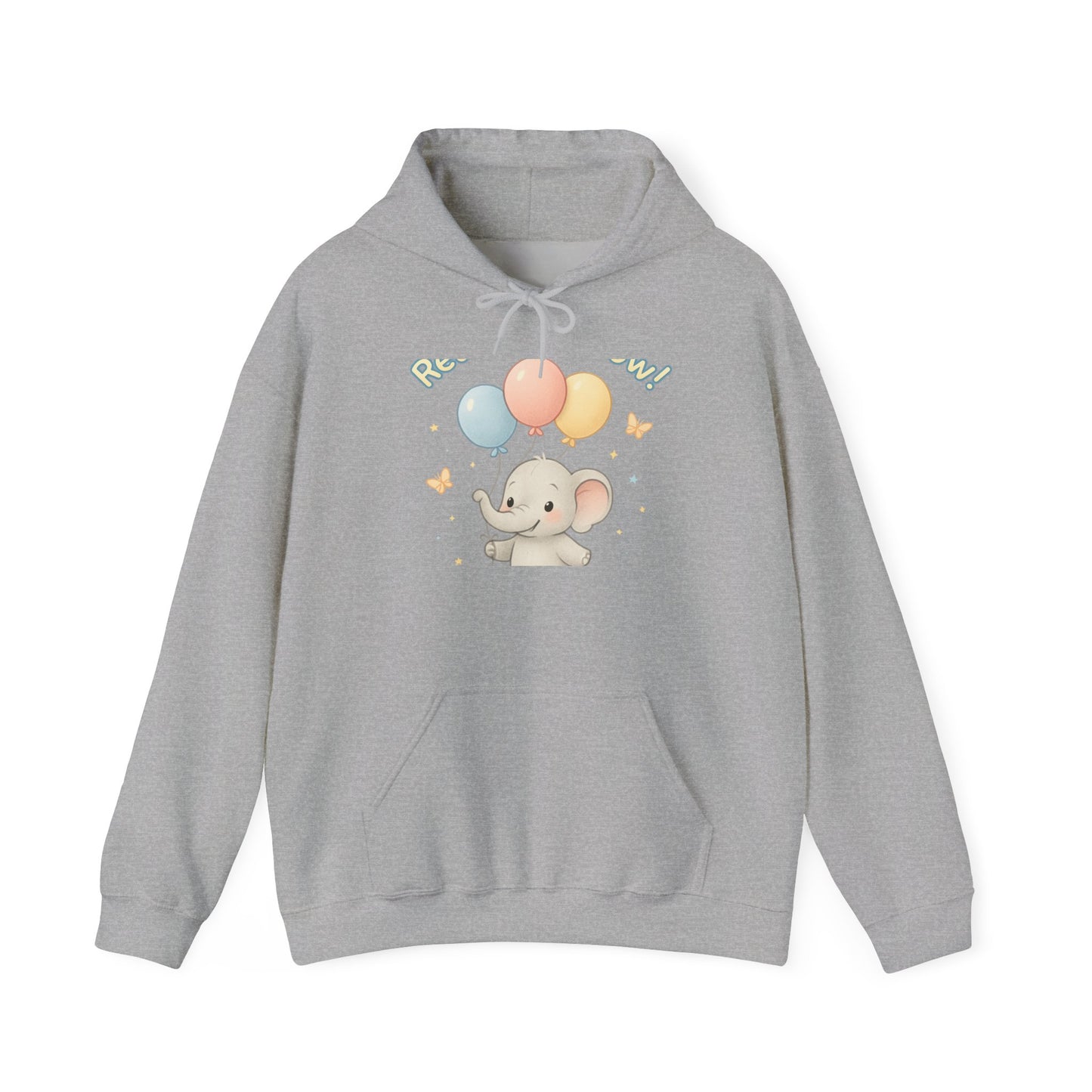 Cute Baby Elephant Hoodie with Balloons – Kids Animal Nursery Gift