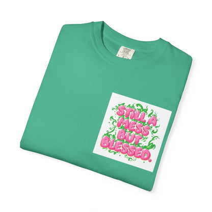 T-Shirt - 'Still A Mess But Blessed' Floral Graphic Tee