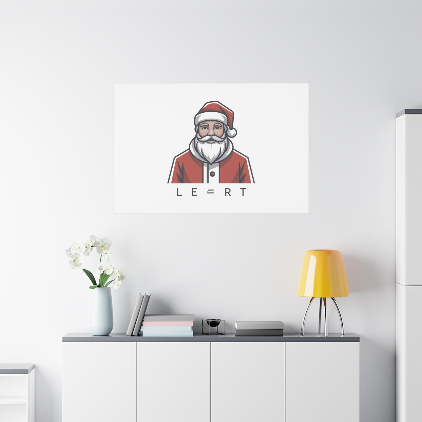 Minimal Santa Canvas, Modern Santa Graphic | Geometric Christmas Wall Art
