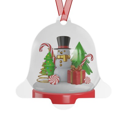 2025 Merry Christmas Bell Ornament — Snowman & Holiday Scene Metal Ornament