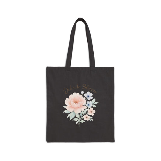 Canvas Tote Bag — "Delicate Blooms" Floral Market Tote
