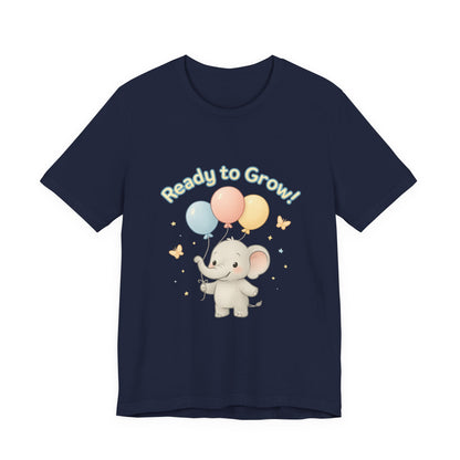 Ready to Grow Baby Tee — Cute Elephant with Balloons