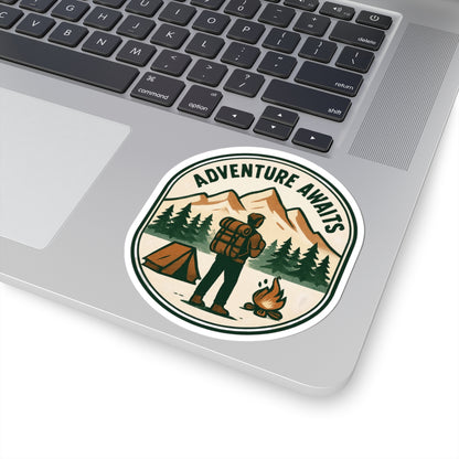 Adventure Awaits Sticker — Hiking Camping Outdoor Vinyl Kiss-Cut