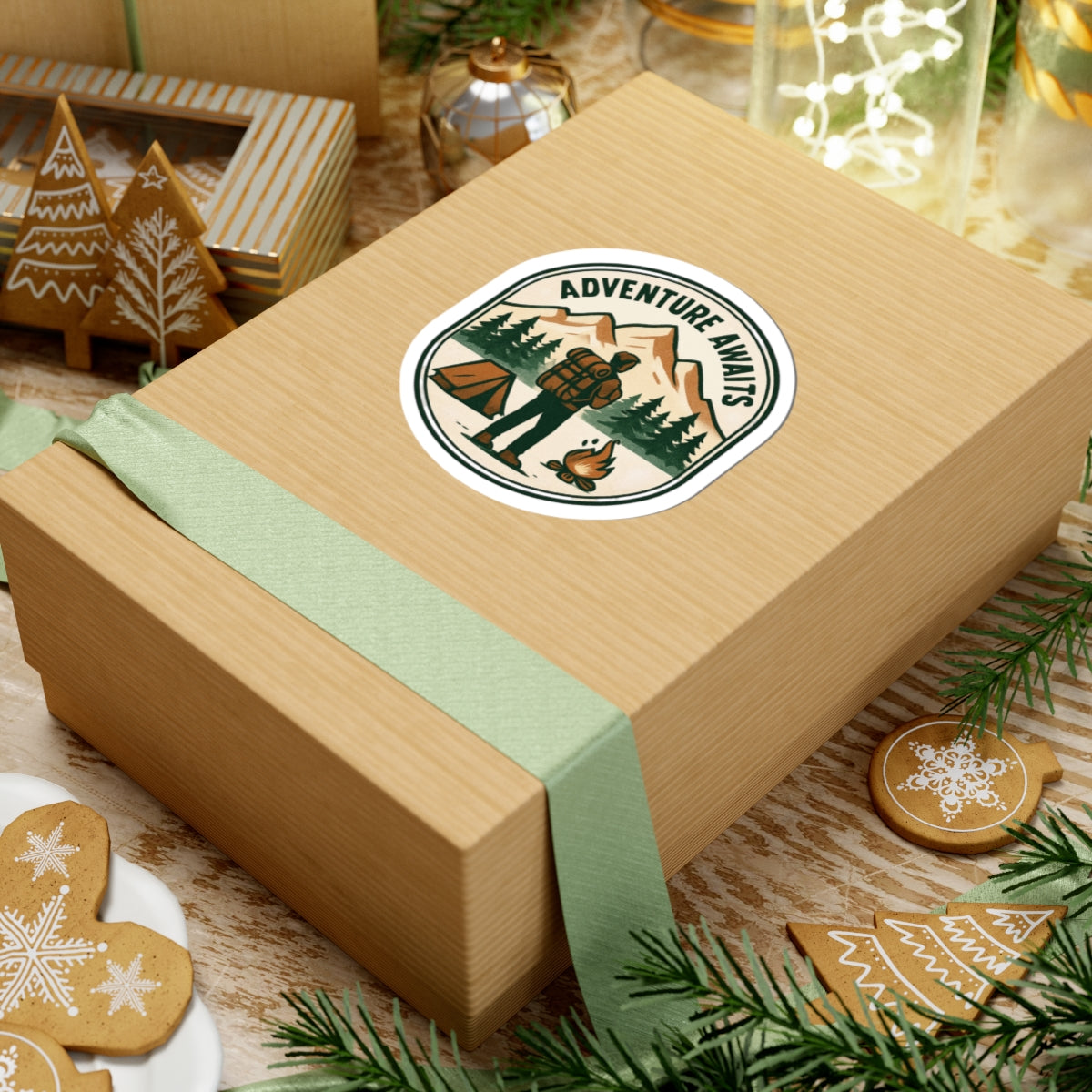 Adventure Awaits Sticker — Hiking Camping Outdoor Vinyl Kiss-Cut