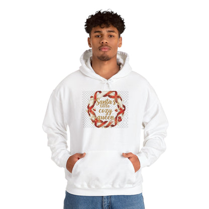 Hoodie - "Santa's Little Cozy Queen" Christmas Hoodie with Candy Cane Wreath