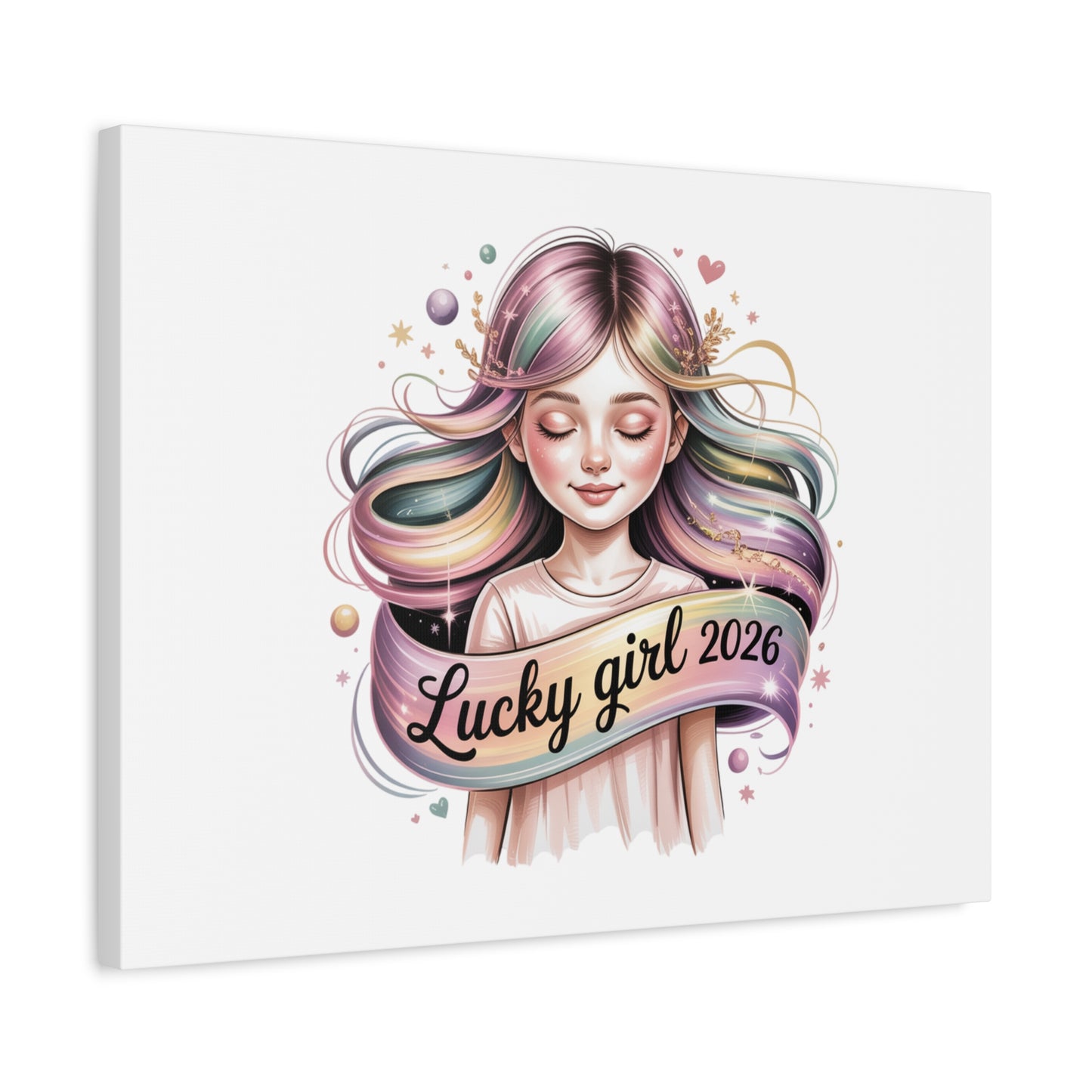 Lucky Girl 2026 Canvas Print | manifest luck, lucky charms