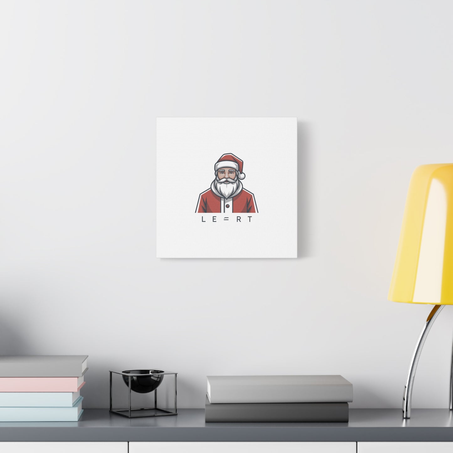Minimal Santa Canvas, Modern Santa Graphic | Geometric Christmas Wall Art