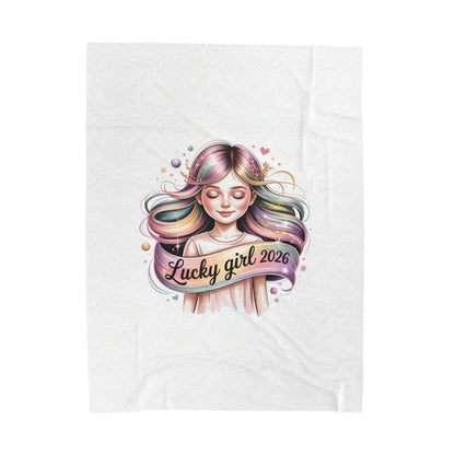 Lucky Girl 2026 Velveteen Blanket | manifest luck, lucky charms