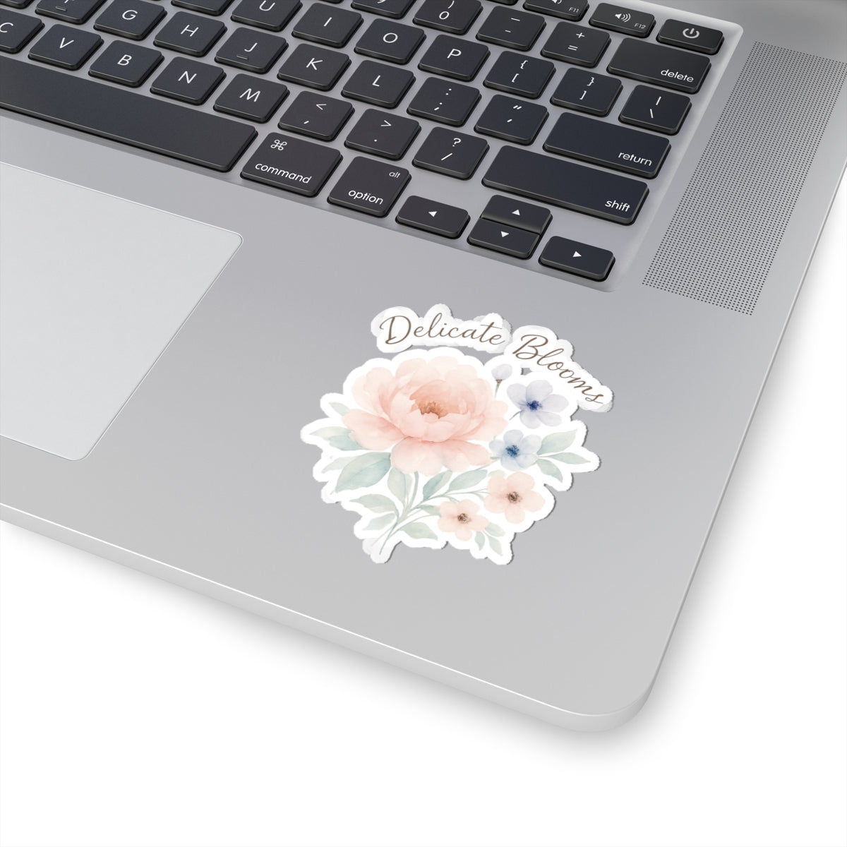 Delicate Blooms Floral Kiss-Cut Sticker — Pastel Peony Laptop Decal