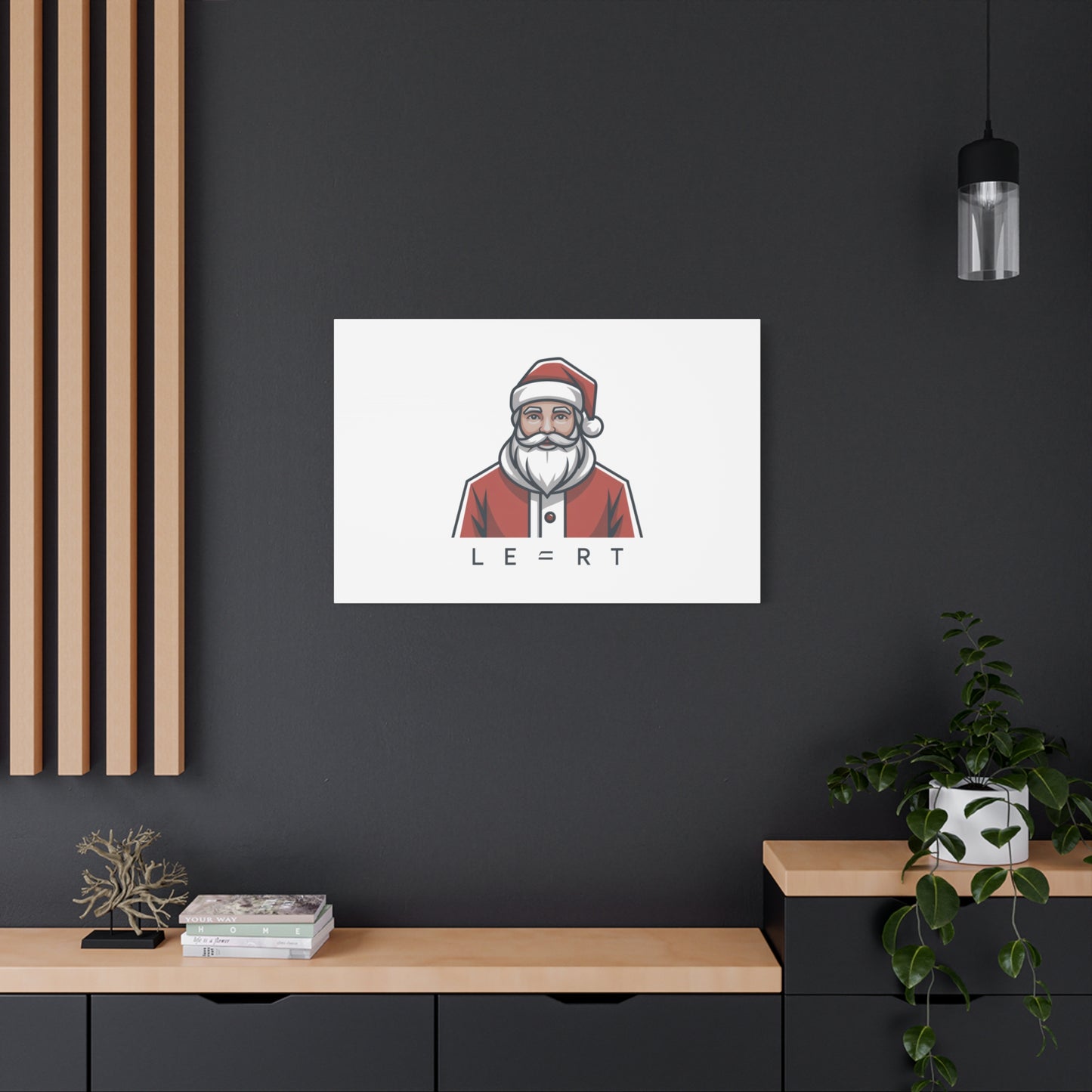 Minimal Santa Canvas, Modern Santa Graphic | Geometric Christmas Wall Art