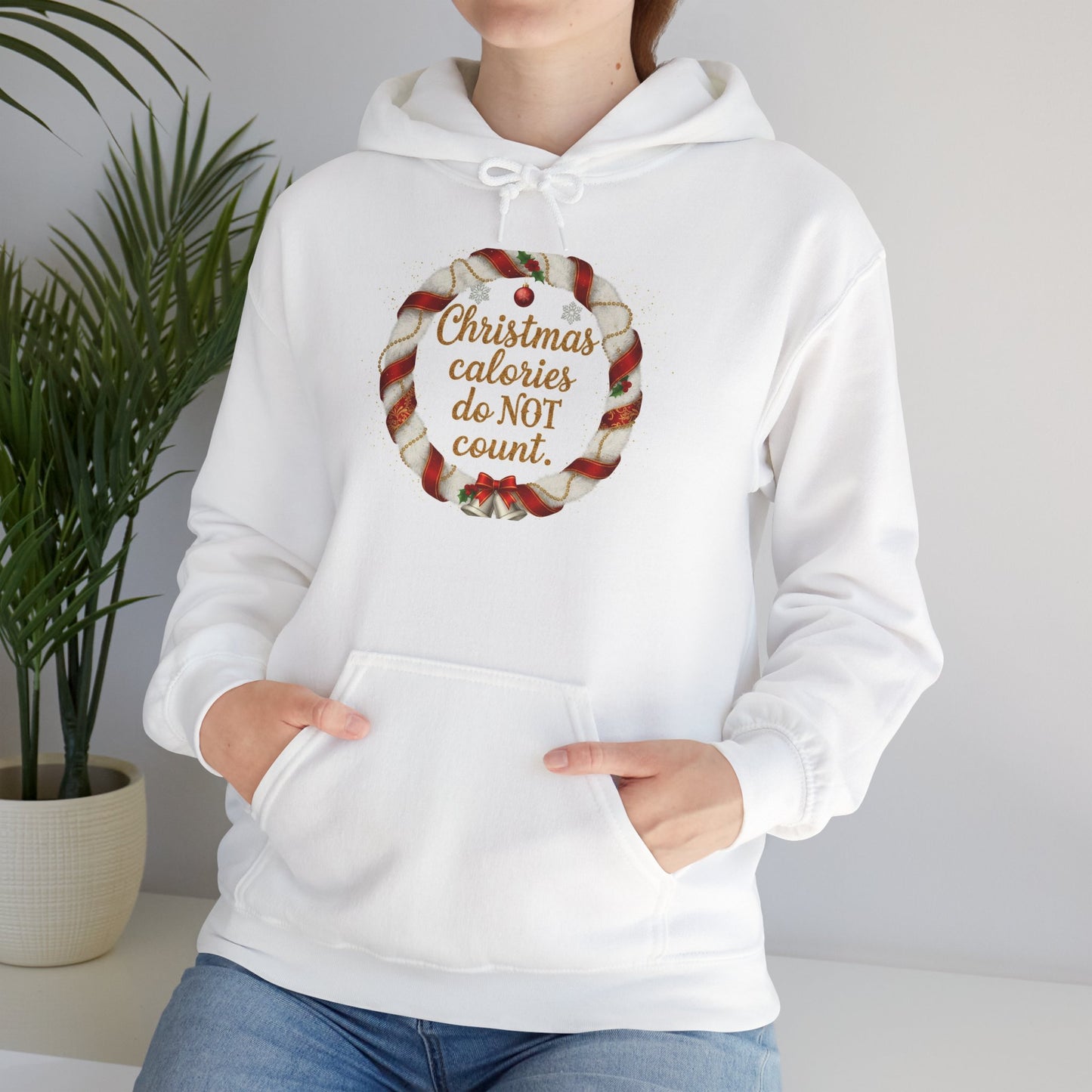 Christmas Calories Do Not Count Hoodie — Festive Candy Cane Holiday Sweatshirt