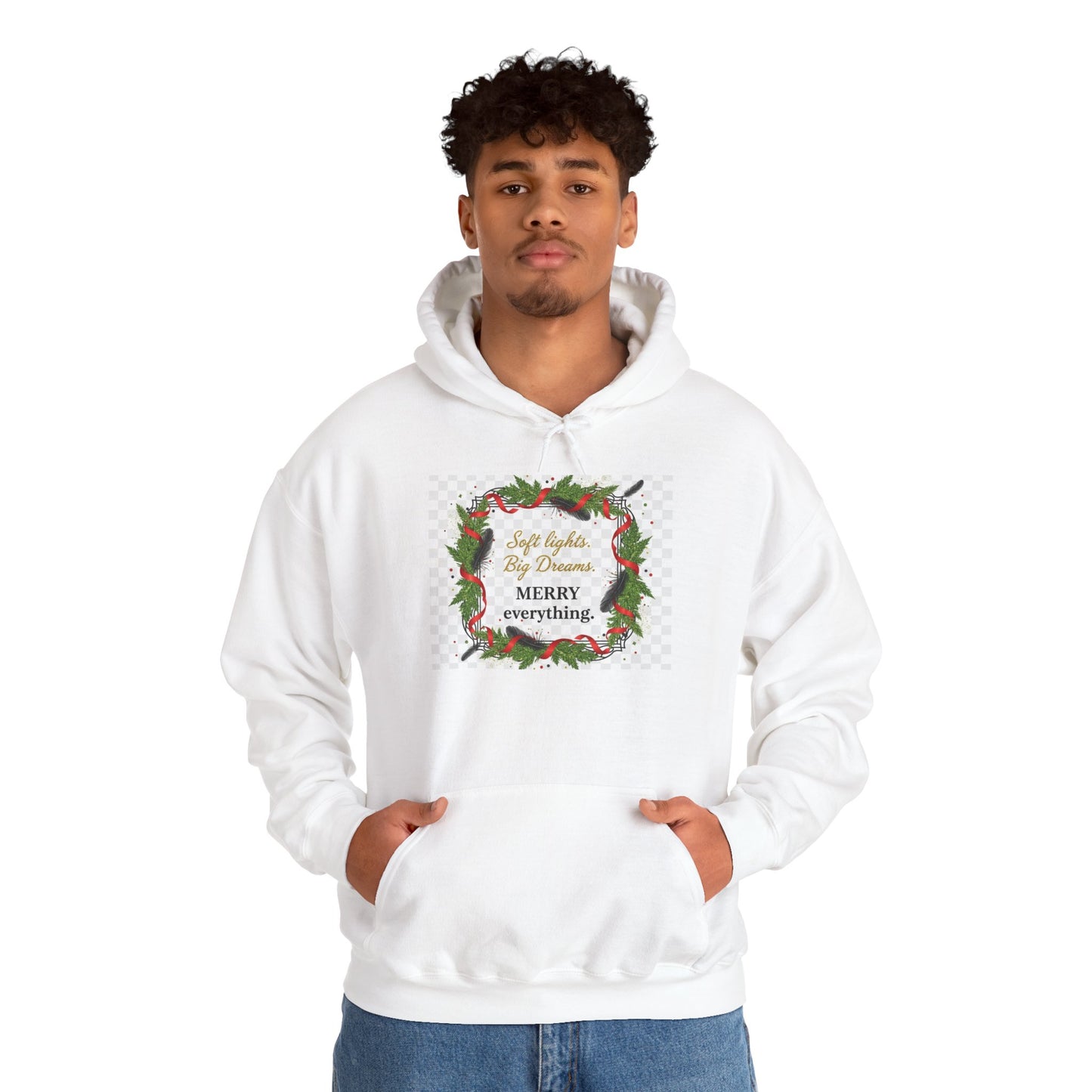 Christmas Wreath Hoodie - 'Merry Everything' Holiday Sweatshirt
