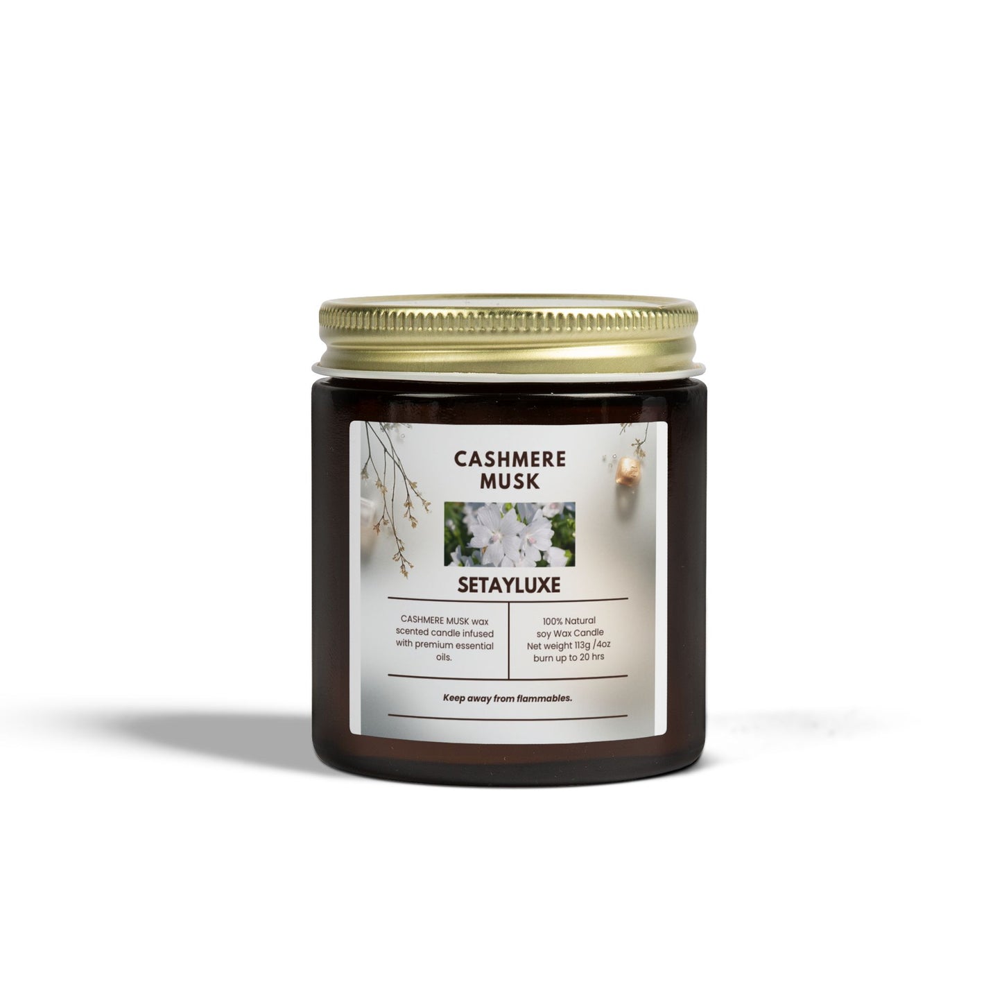 Cashmere Musk Scented Candle — Coconut Apricot Wax Soy Jar (4oz & 9oz)