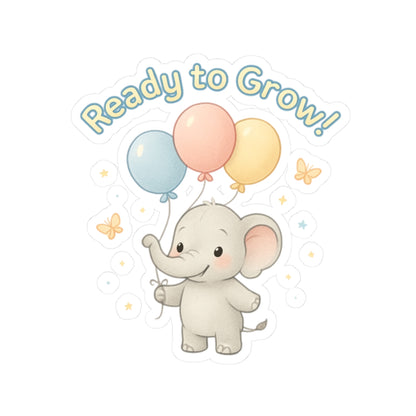 Ready to Grow! Cute Baby Elephant Kiss-Cut Sticker