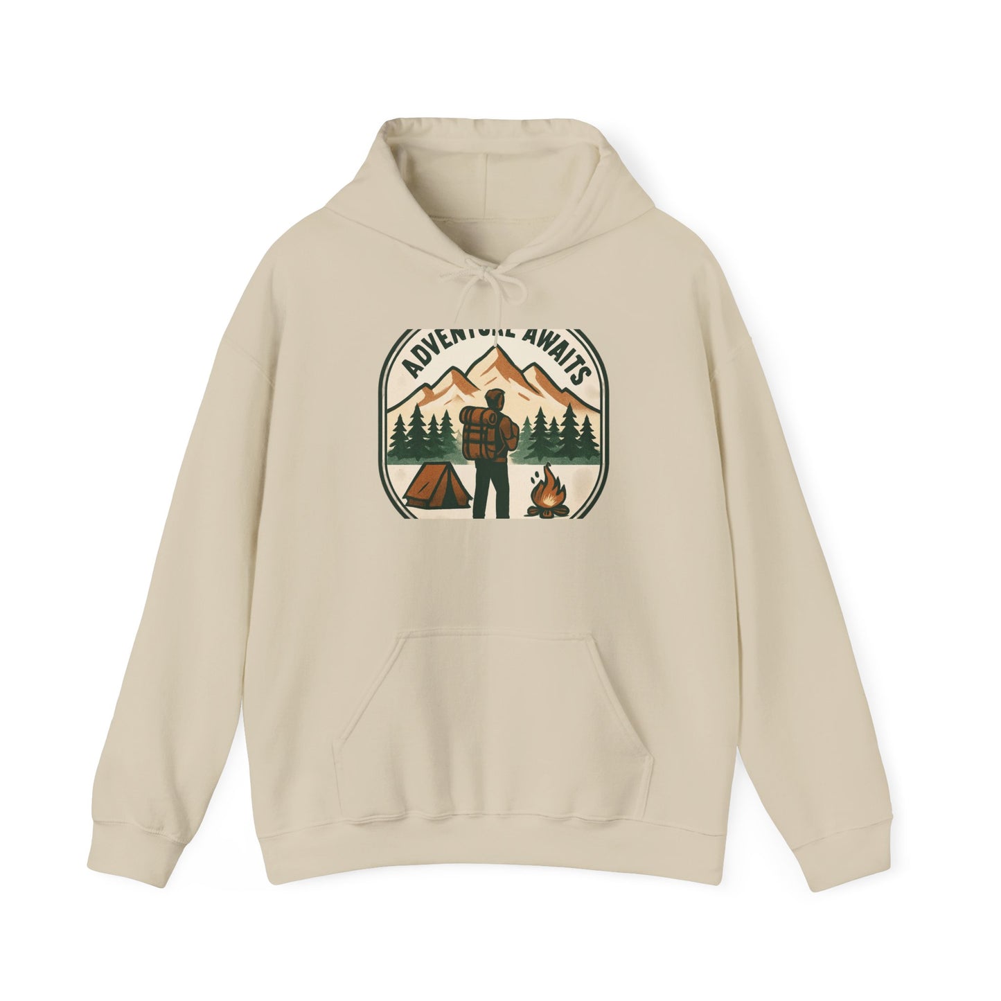 Adventure Awaits Hoodie – Retro Camping Graphic Hooded Sweatshirt