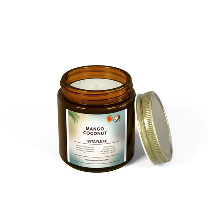 Mango Coconut Scented Candle — Coconut Apricot Wax (4oz or 9oz)