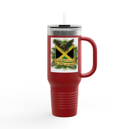 Jamaica Crest 40oz Insulated Travel Mug – Stainless Tumbler with Straw