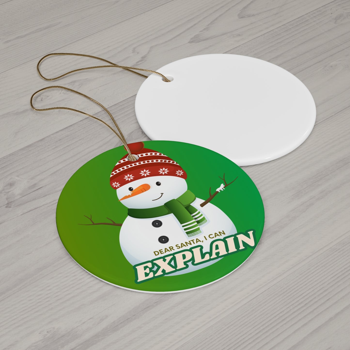 Star Ceramic Ornament – “Dear Santa, I Can Explain” Snowman Christmas Decoration