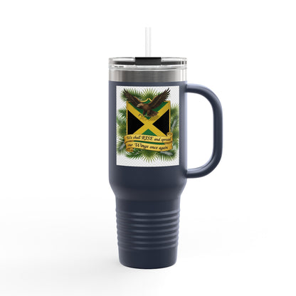 Jamaica Crest 40oz Insulated Travel Mug – Stainless Tumbler with Straw