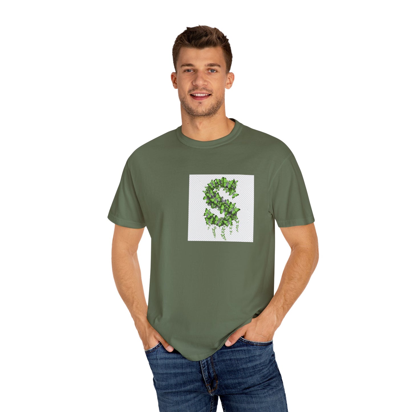 Green Ivy Monogram "S" T-Shirt — Botanical Initial Tee