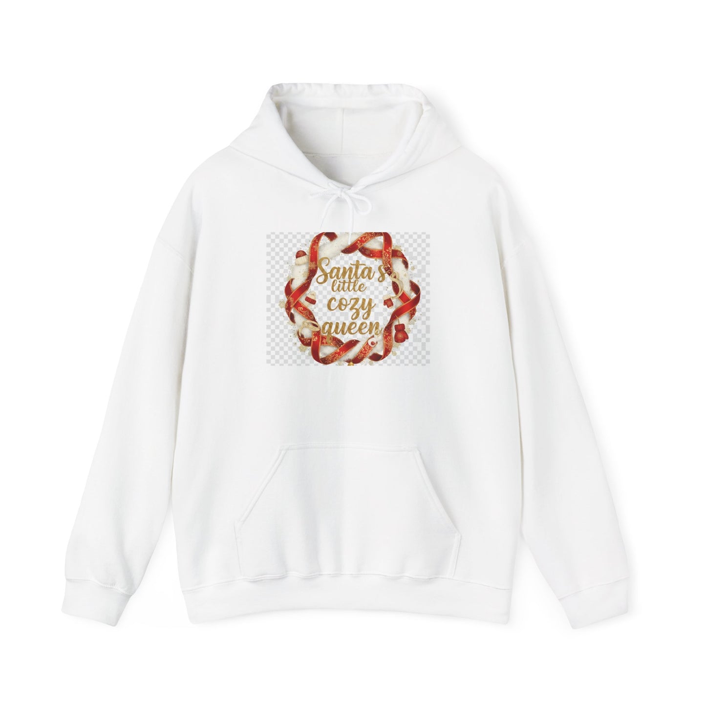 Hoodie - "Santa's Little Cozy Queen" Christmas Hoodie with Candy Cane Wreath