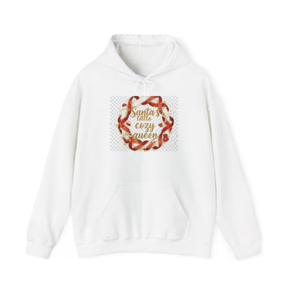 Hoodie - "Santa's Little Cozy Queen" Christmas Hoodie with Candy Cane Wreath